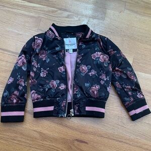 Toddler Urban Republic Black & Floral Zip-Up Bomber Jacket - Size 2T